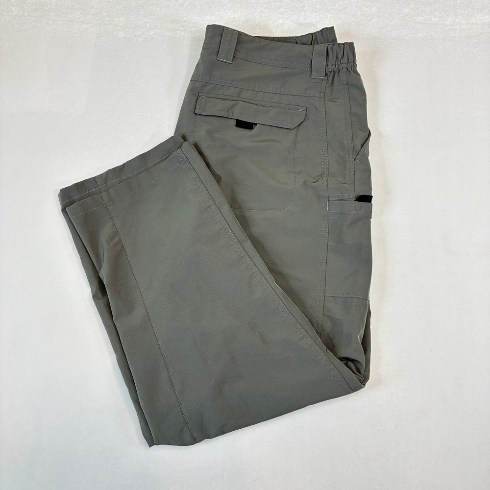 FINTECH Cargo Pants‎ Elastic Waist Zip Pockets Gray XL Polyester Spandex